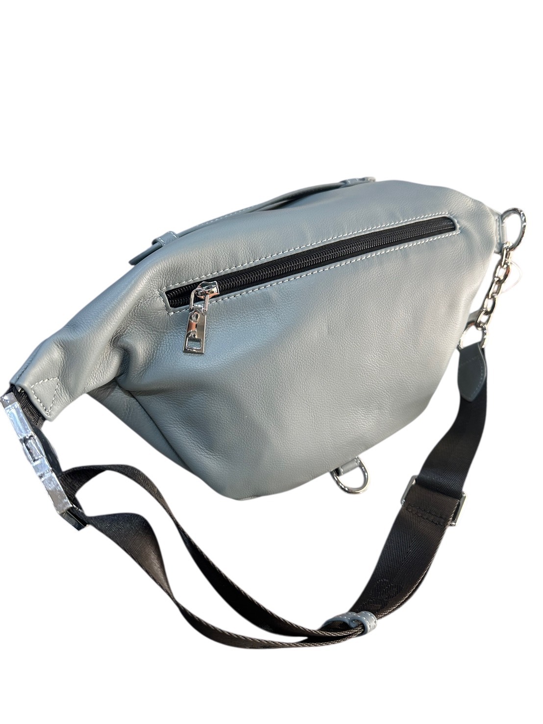 天空藍真皮牛皮鏈條腰包 189659