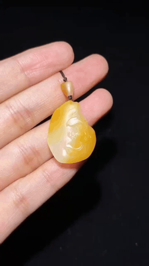 911215 和田玉獨籽黃皮荷花