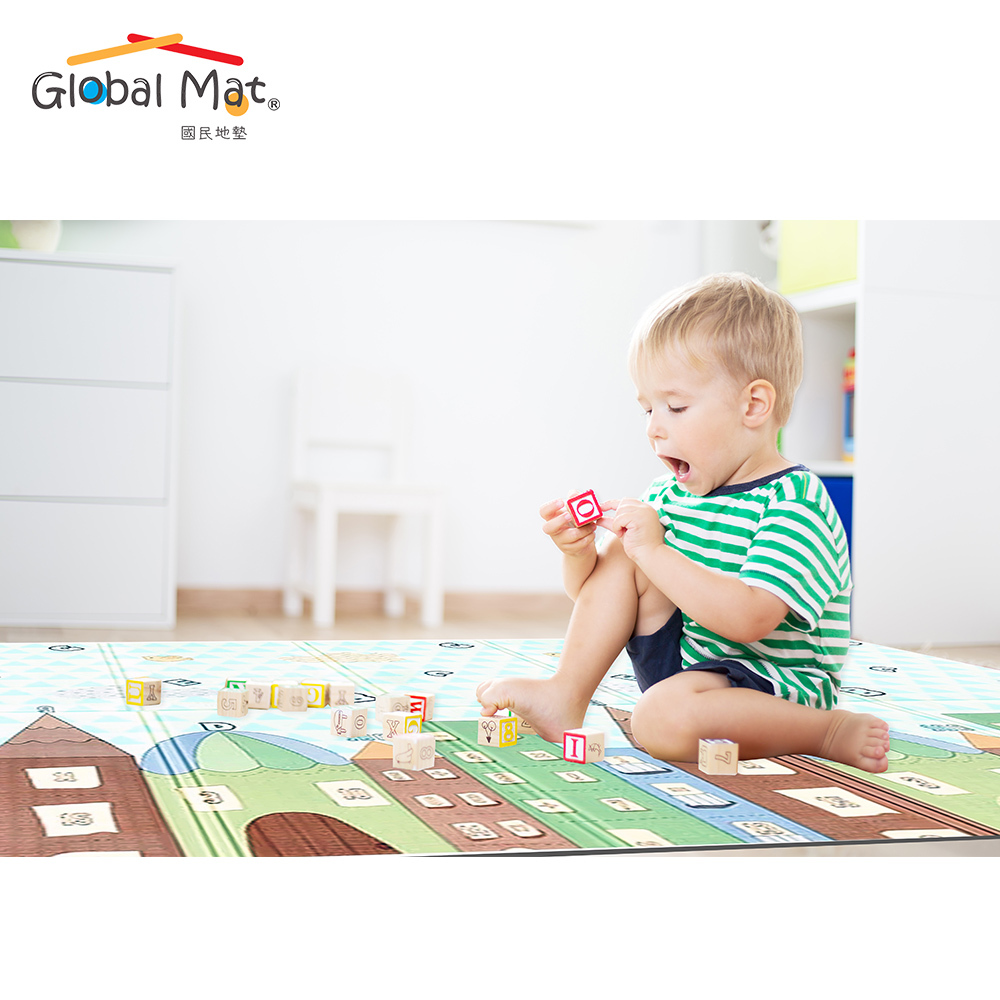 限時免運【Global mat】國民地墊 XPE 經典款 2CM 加厚雙面摺疊墊-貓頭鷹小鎮 C3 (200x150)