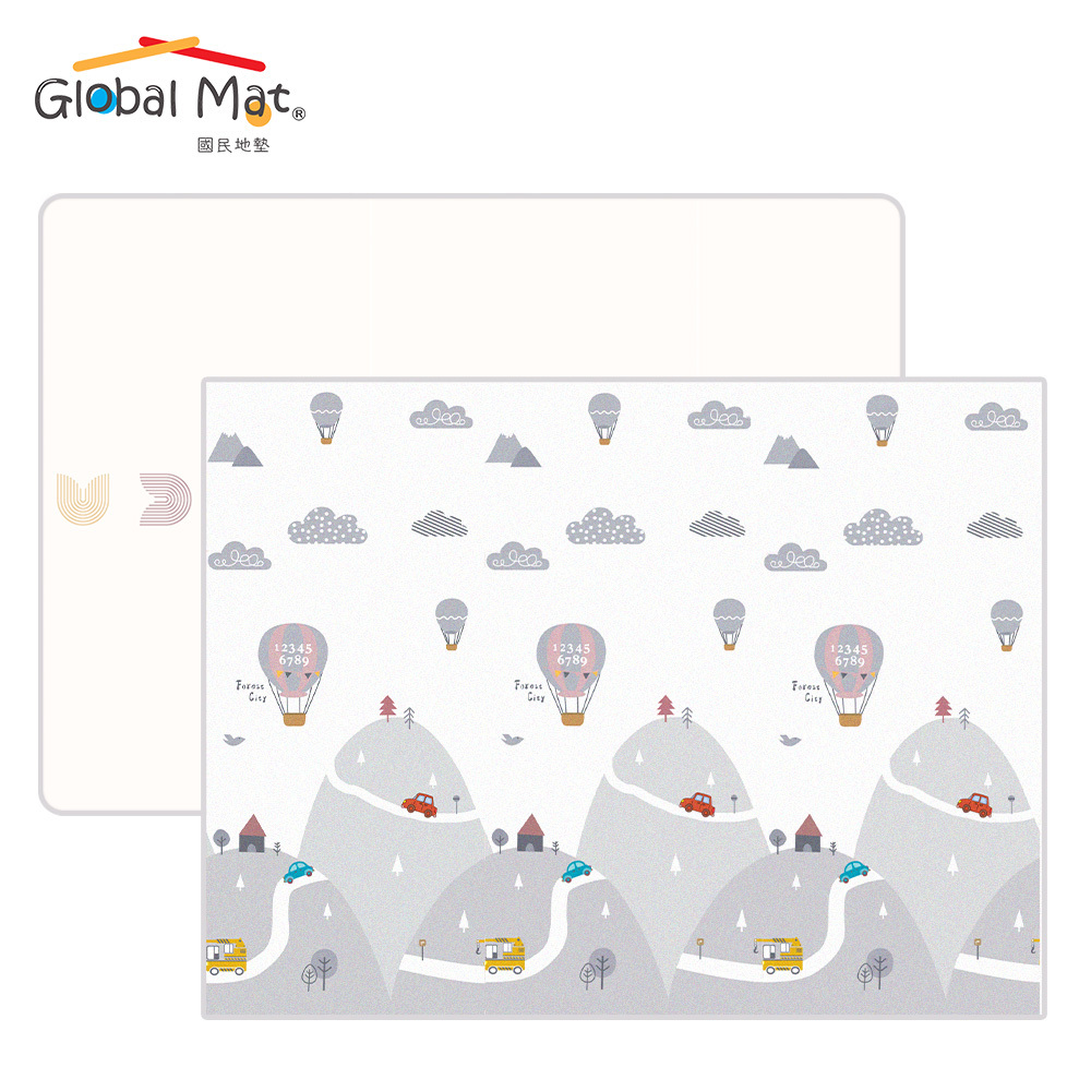 限時免運【Global mat】國民地墊 2CM 加厚雙面 XPE 摺疊地墊 - 彩虹熱氣球 D6 (200 x 180)