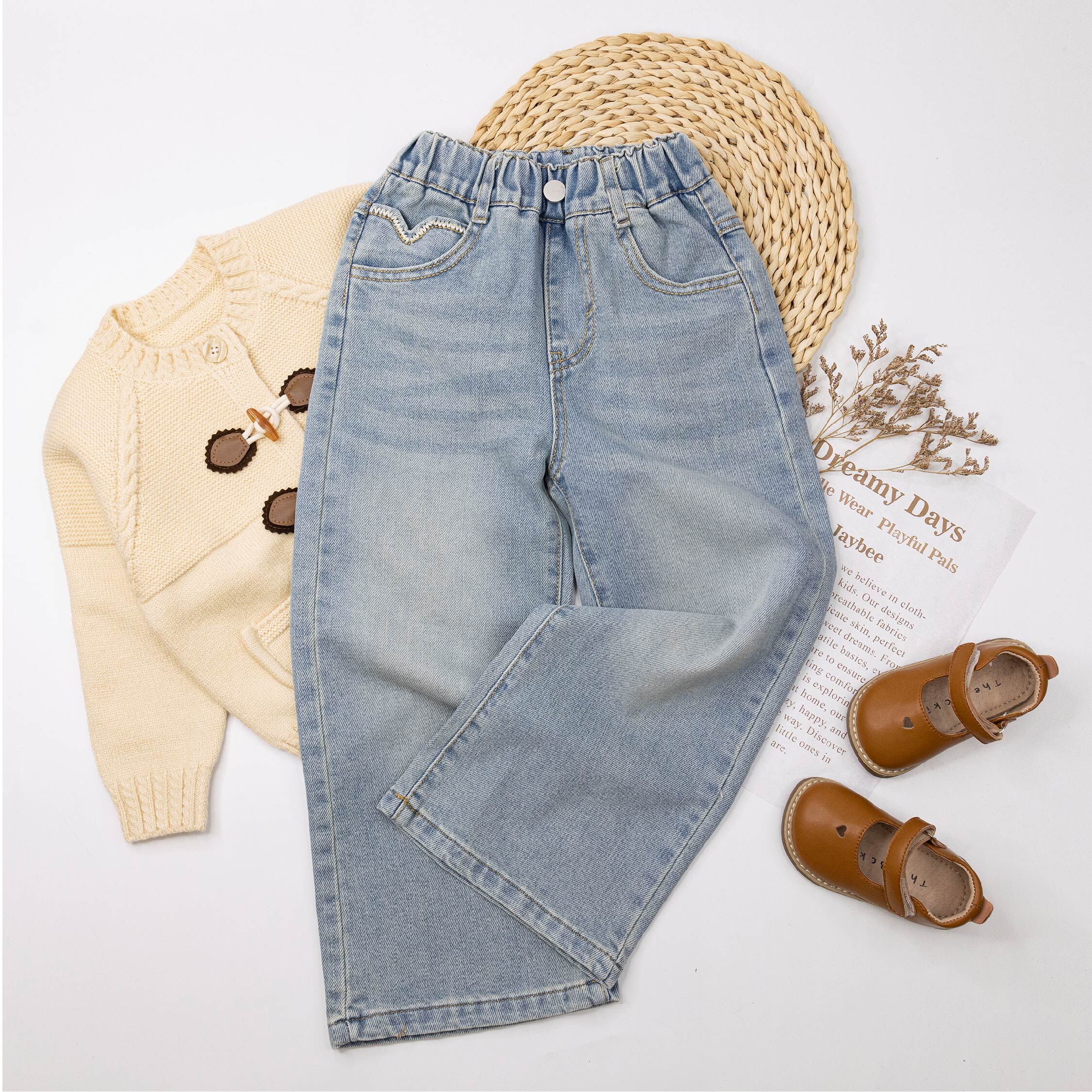 【H55206】特殊鋸齒縫線設計牛仔褲