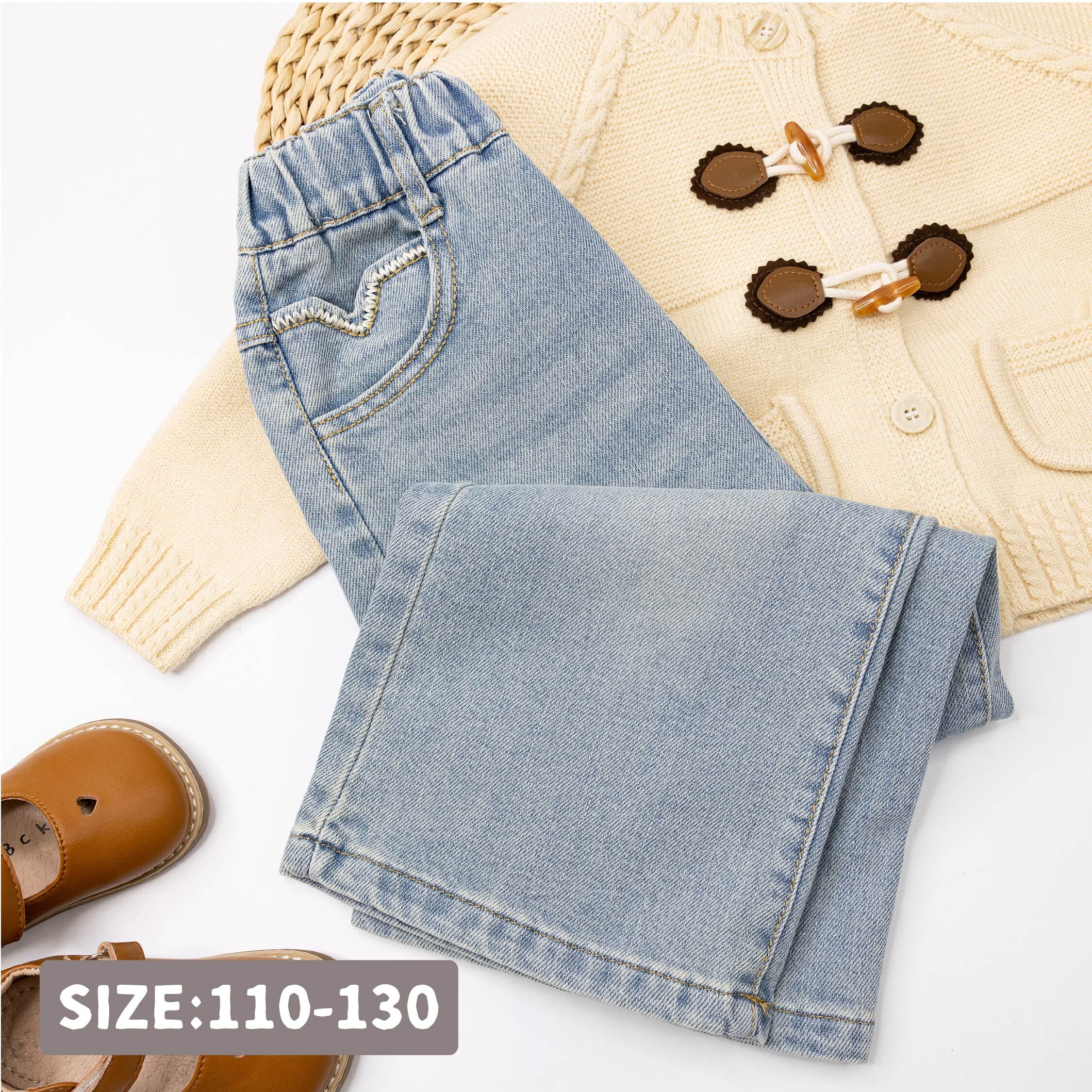 【H55206】特殊鋸齒縫線設計牛仔褲