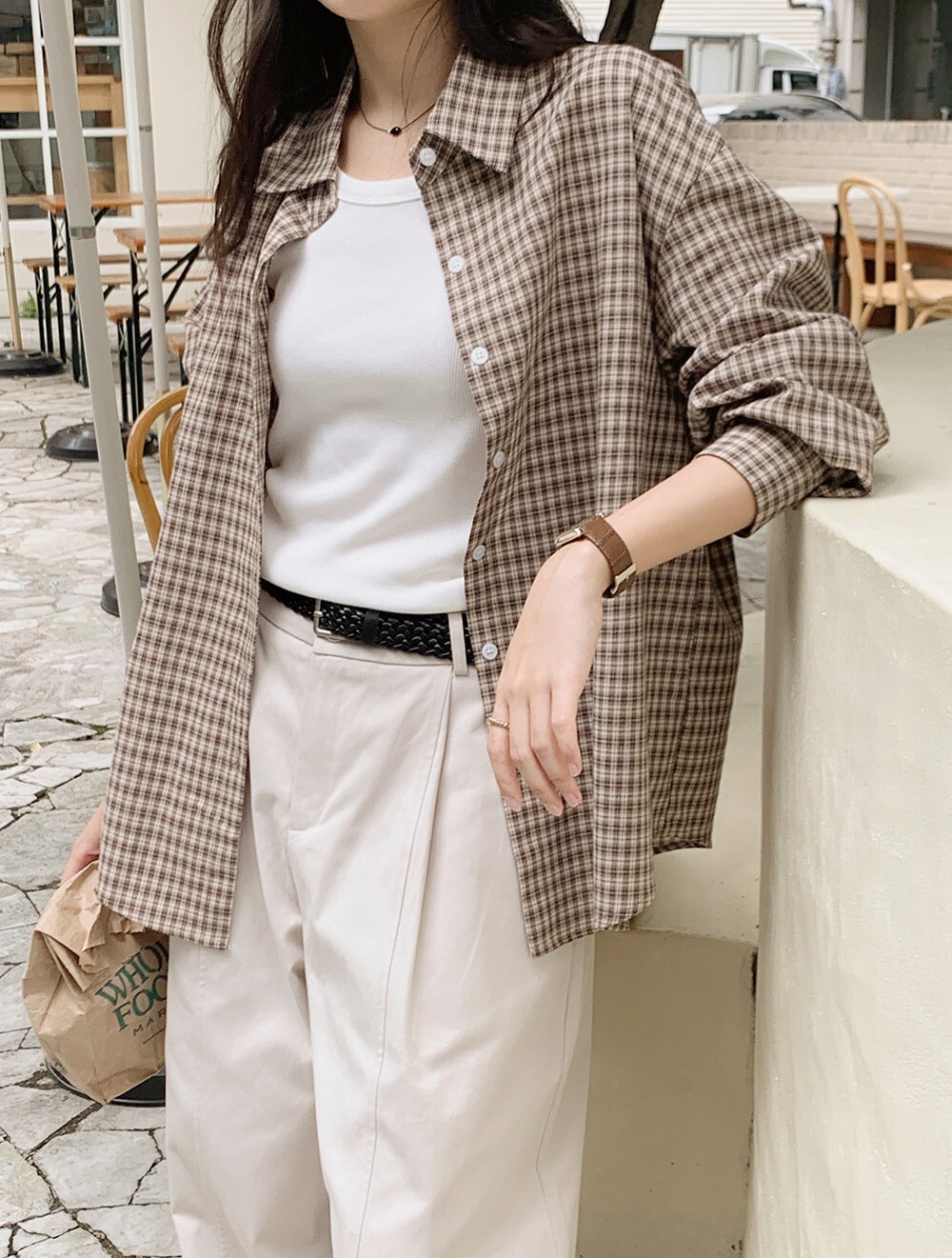 韓國grace muse授權 秋暮序曲紅棕格紋襯衫【made muse】系列