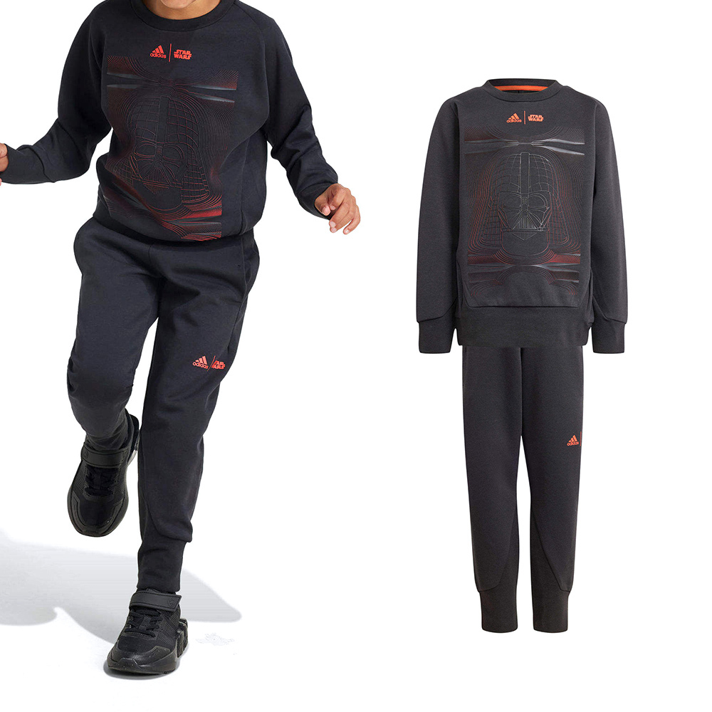 Adidas Lk Sw Zne Jog 中童 童裝 黑色 星際大戰 休閒 運動 長袖 長褲 套裝 IV9645
