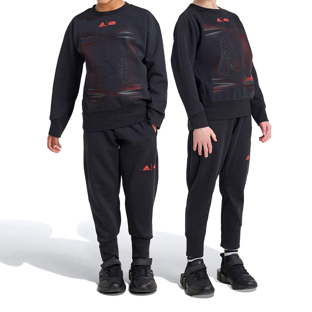 Adidas Lk Sw Zne Jog 中童 童裝 黑色 星際大戰 休閒 運動 長袖 長褲 套裝 IV9645