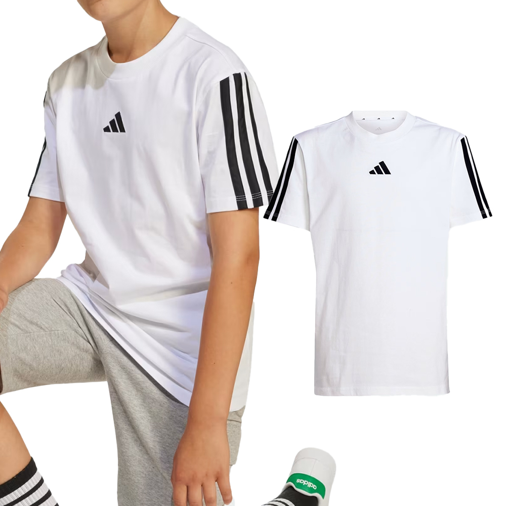 Adidas J 3S Tee 160 大童 白色 圓領 Logo 休閒 運動 短袖 JD6488