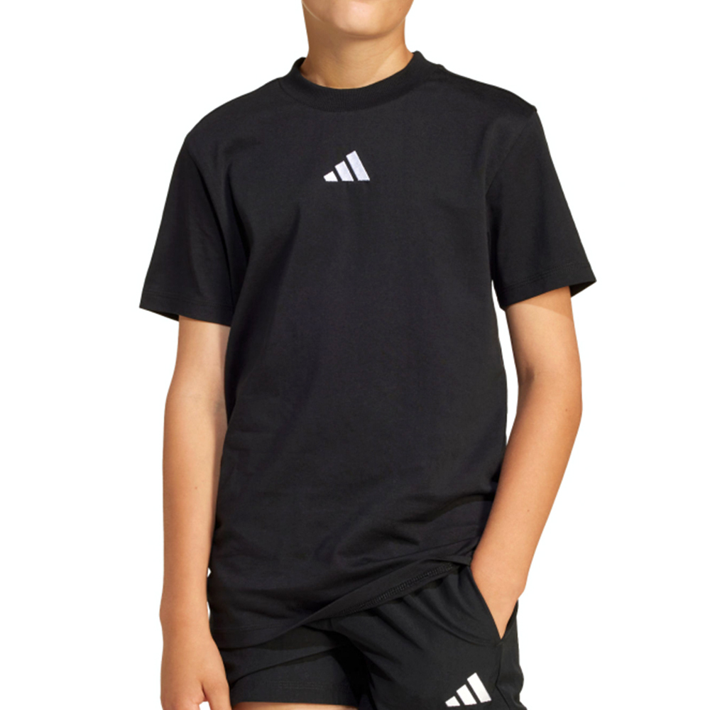 Adidas J Sl Tee 160 大童 黑色 圓領 Logo 休閒 運動 短袖 JC9776