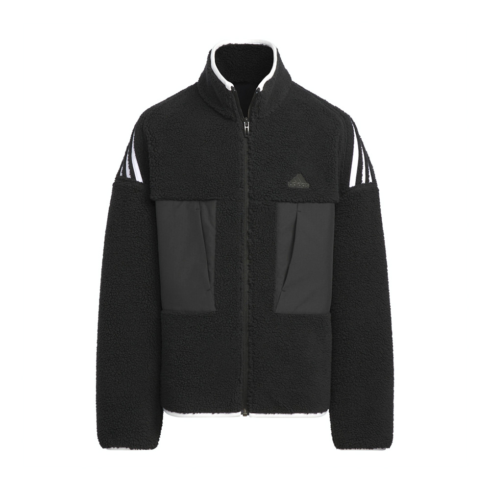 Adidas Jk New Boa Jkt 大童 童裝 黑色 寬鬆 搖粒絨 立領 夾克 休閒 運動 外套 JI6158