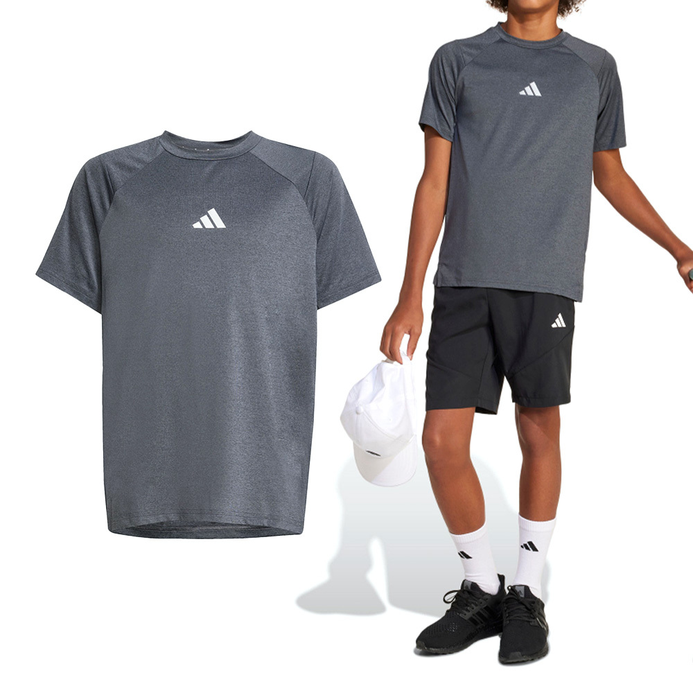 Adidas J Gt Pz Tee 大童 童裝 灰色 舒爽 吸濕 排汗 休閒 運動 短袖 JJ5050