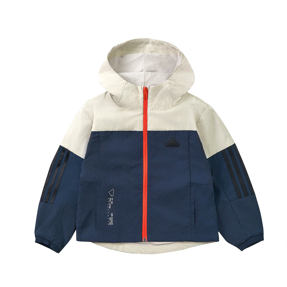 Adidas Lk Ce Wv Jkt 大童 童裝 灰藍色 印花 連帽 休閒 運動 外套 JN9568