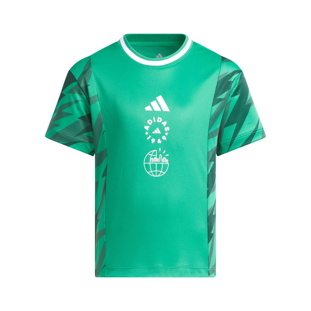 Adidas Lb Gfx Ss Tee 大童 童裝 綠色 印花 舒適 休閒 運動 短袖 JL7561
