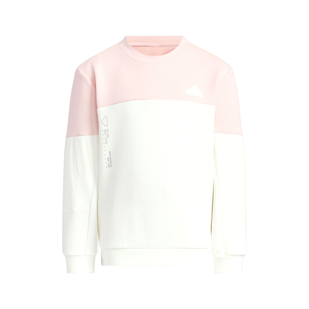 Adidas Lk Ce Kn Crew 大童 童裝 粉白色 印花 休閒 運動 長袖 JN9579