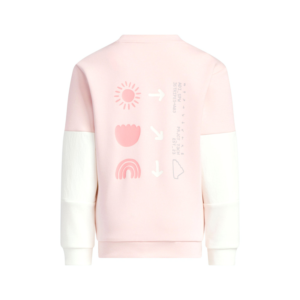 Adidas Lk Ce Kn Crew 大童 童裝 粉白色 印花 休閒 運動 長袖 JN9579