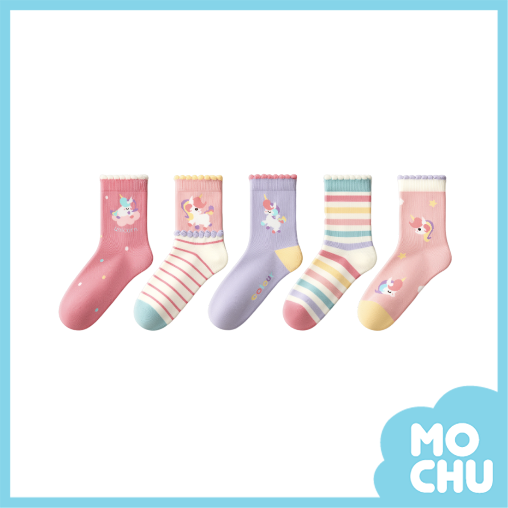 繽紛獨角獸短襪五入組