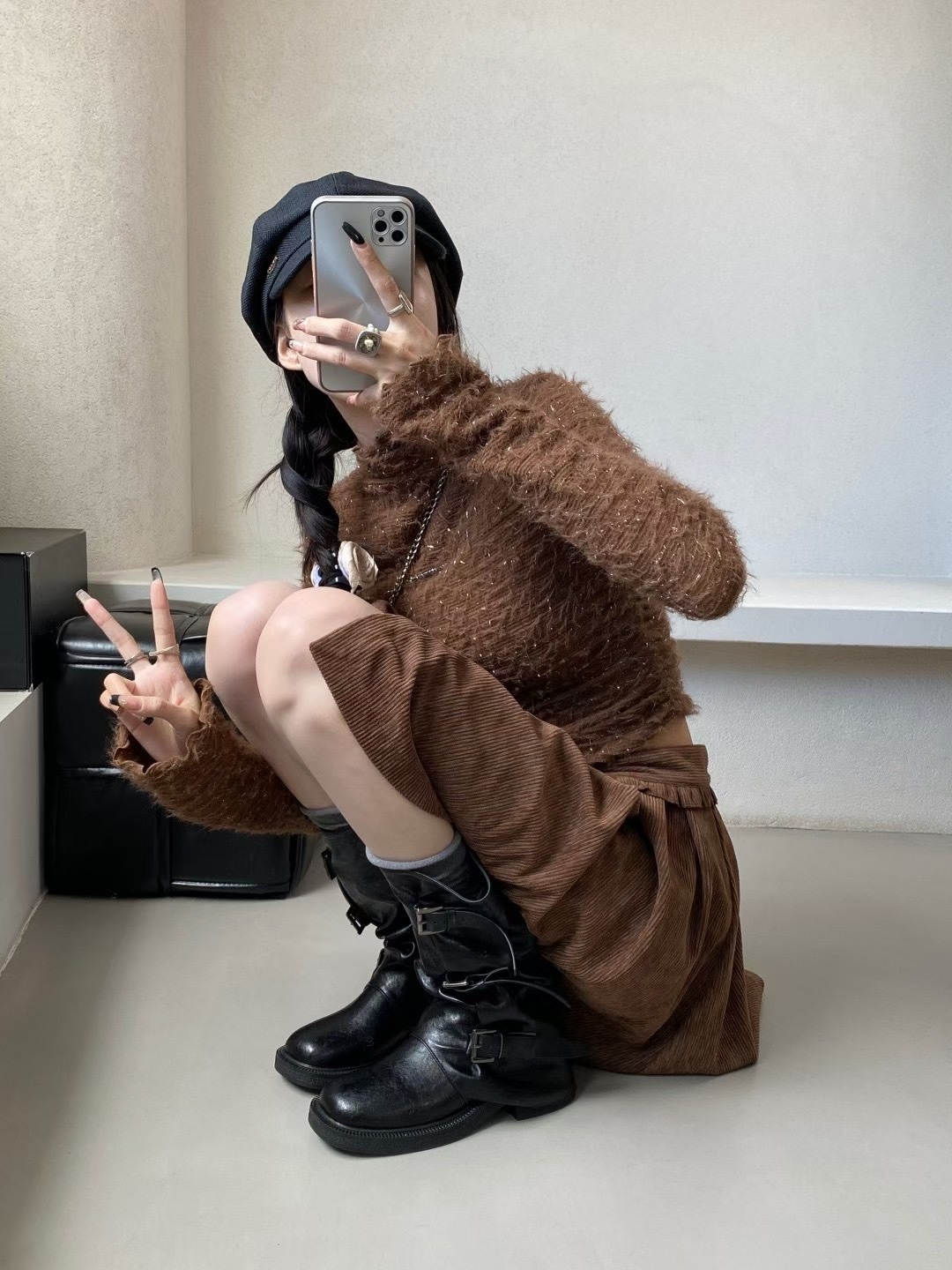 主流三釦褲管靴(中筒靴 棕38)