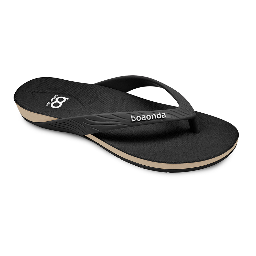 【 BOAONDA 】巴西原創設計 | HAPPY 018 (PRETO/AREIA) 休閒拖鞋 女鞋