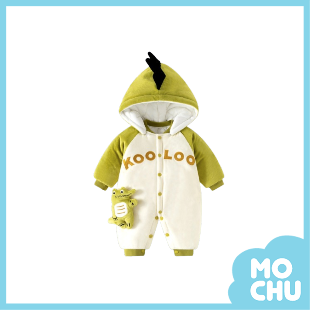 小萌鱷加絨加厚連身衣(帽可拆)