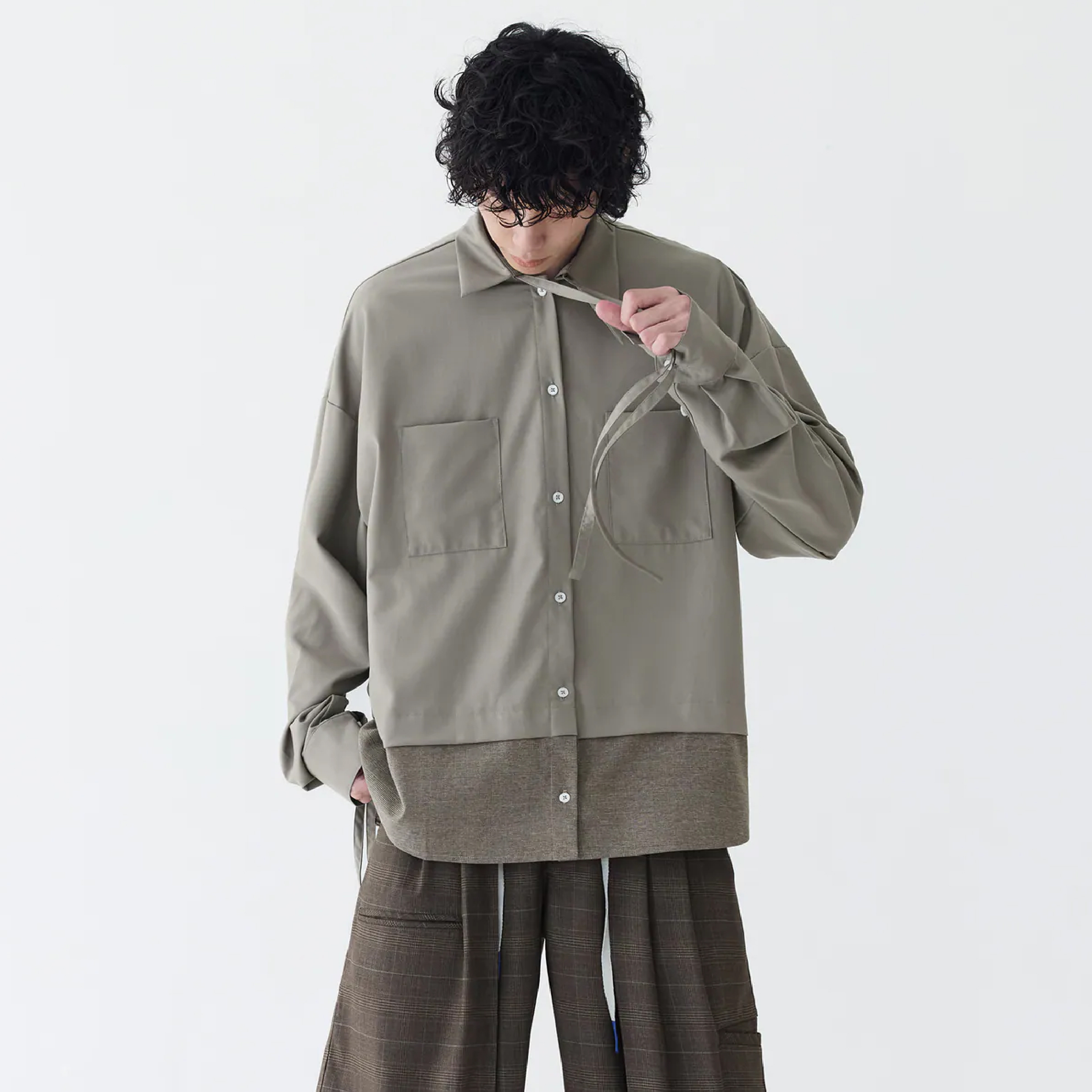 MELSIGN Loose Panel Tartan Shirt