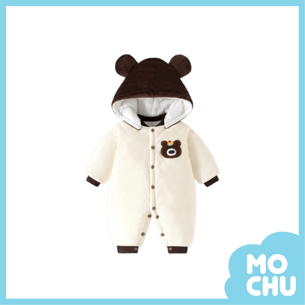 小熊加絨加厚連身衣(帽可拆)