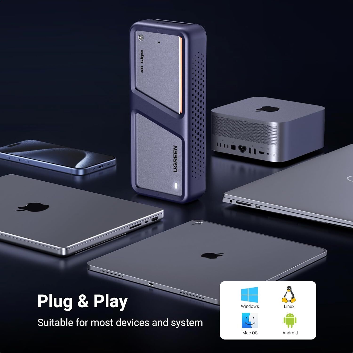 UGREEN 綠聯 - 15976 40Gbps M.2 NVMe 高效散熱外置硬碟盒 CM642