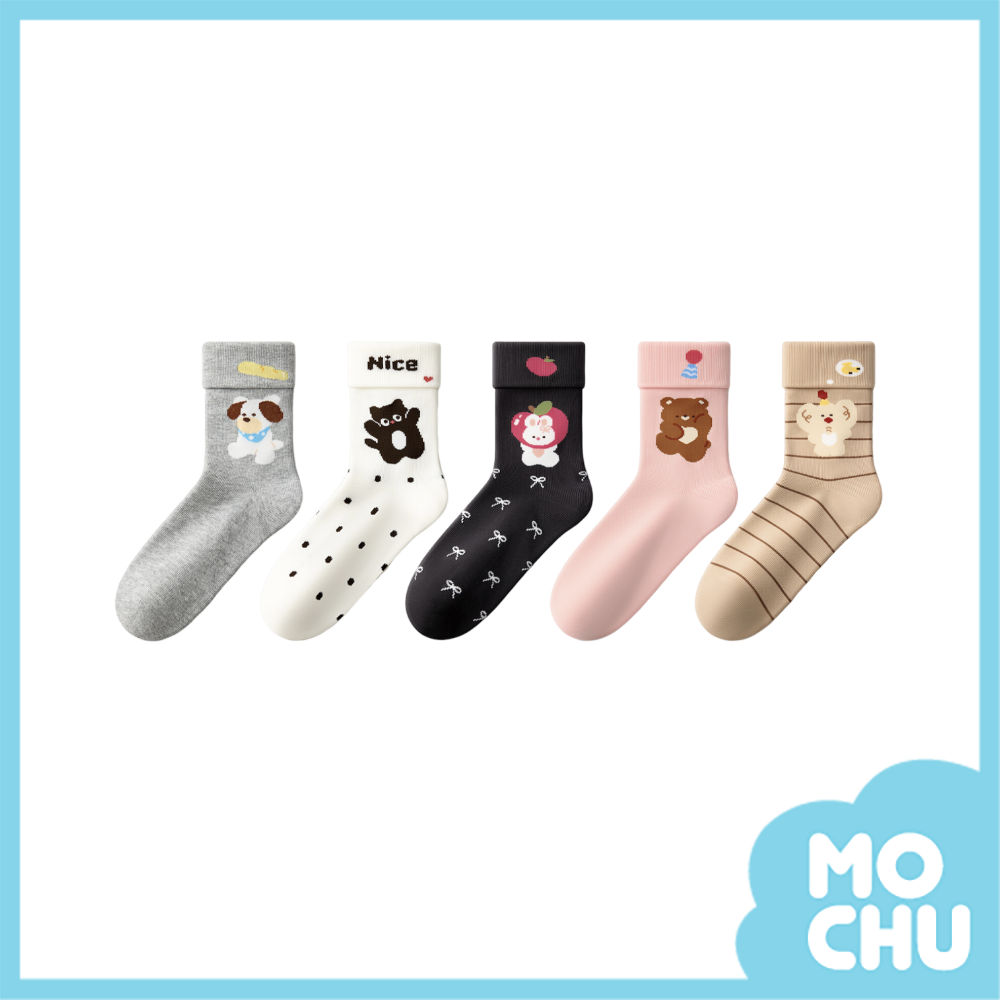 愛吃動物短襪五入組