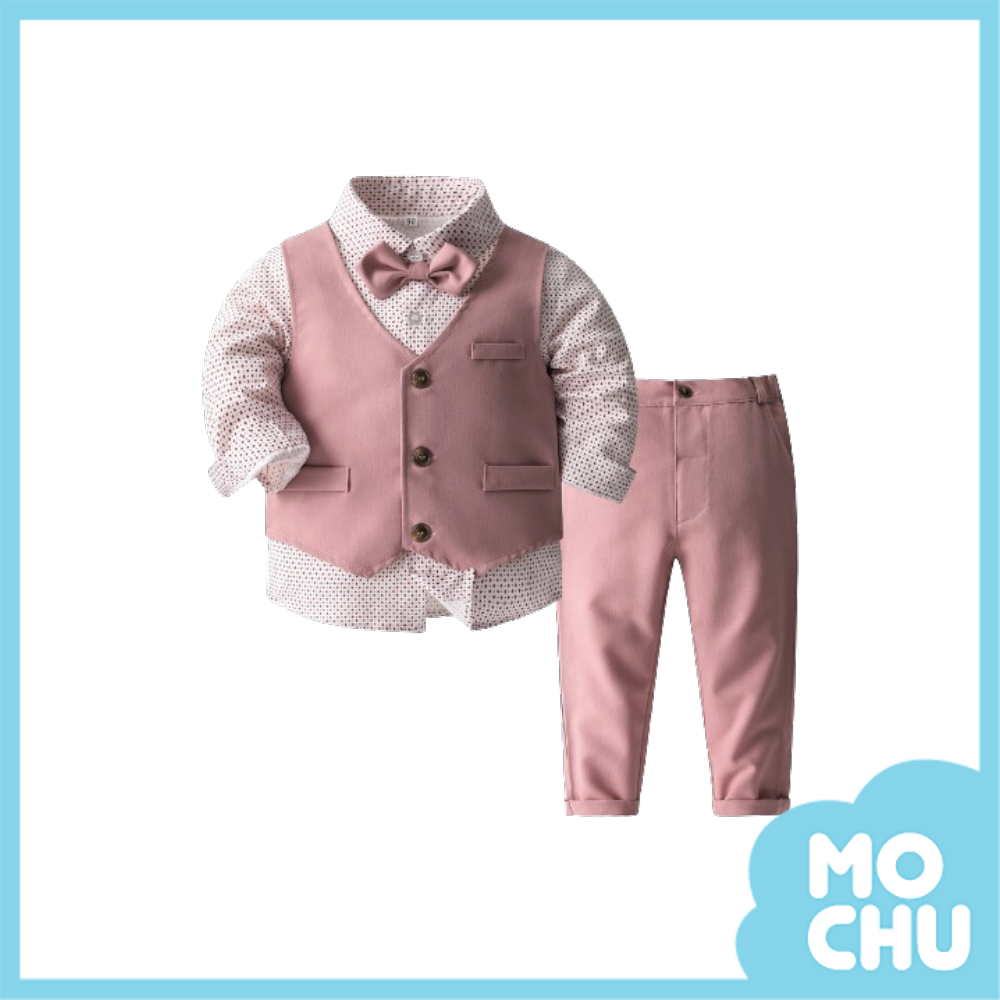 粉色菱格紳士西裝套裝