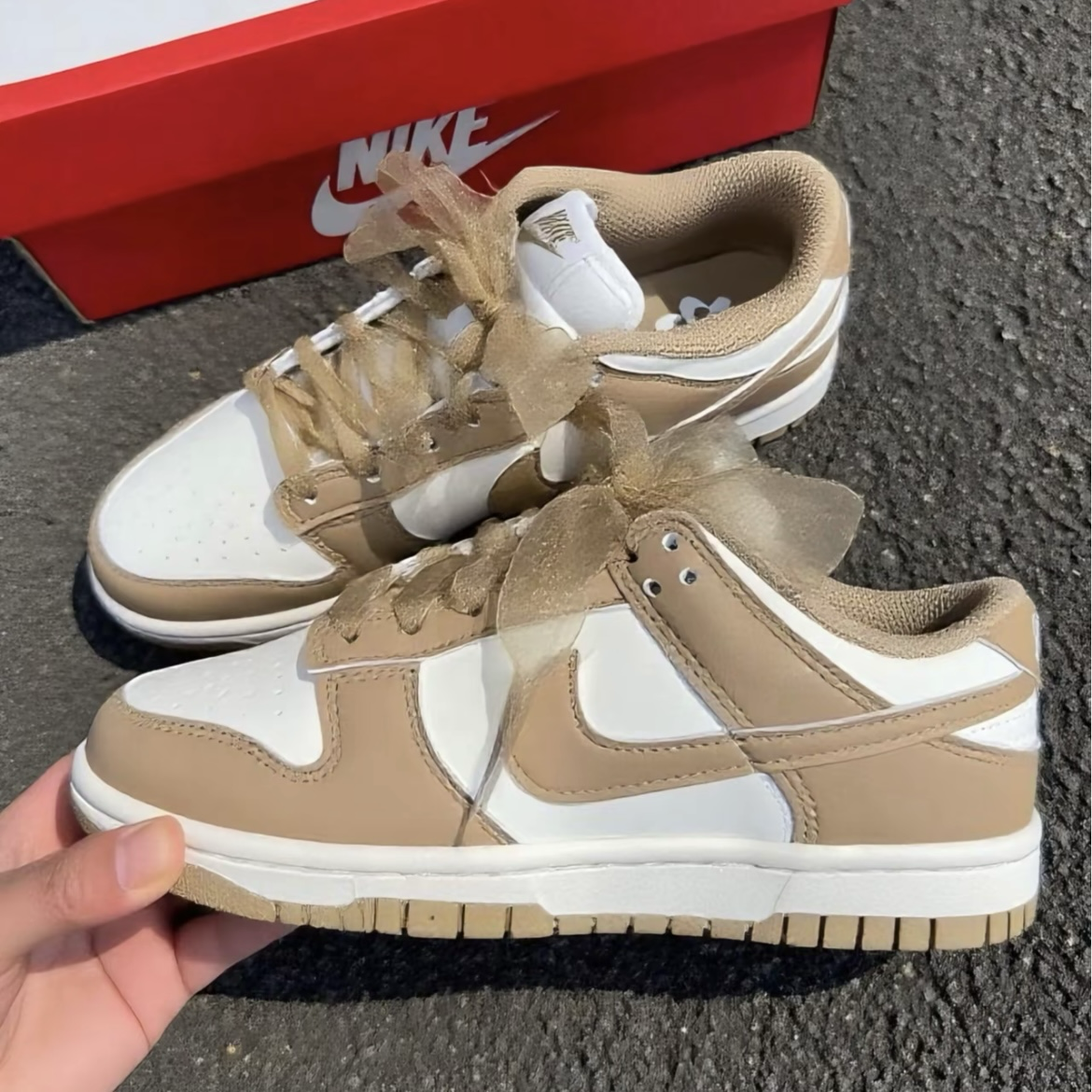 Nike Dunk Low Next Nature 焦糖拿鐵 白棕 絲綢鞋帶 低筒休閒鞋 男女鞋