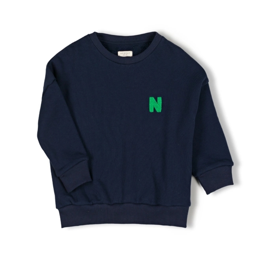 NIXNUT 毛絨字母長袖衛衣 Ol Sweater Navy