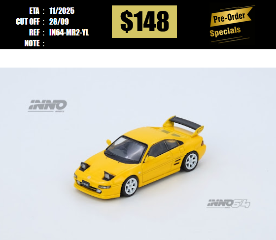PO-$148 * INNO64 * 1:64 Toyota MR2 (SW20) Yellow [OD25/09]