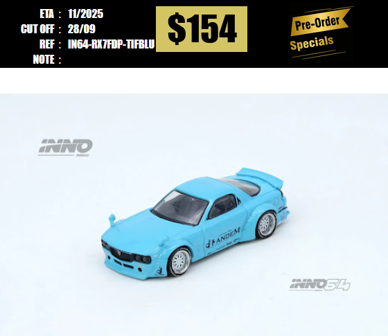 PO-$154 * INNO64 * 1:64 PANDEM ROCKET BUNNY RX7 (FD3S) Tiffany Blue [OD25/09]