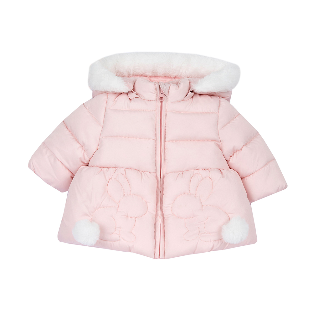 粉紅邦妮-小兔活動帽防潑水舖棉長版外套