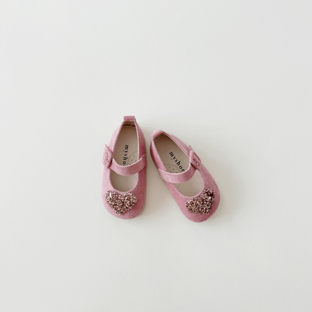 雙胞胎鞋-粉色閃爍心+粉色底