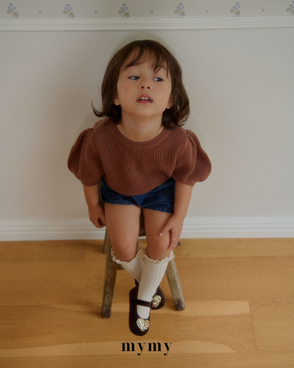 雙胞胎鞋-金色閃爍心+棕色底