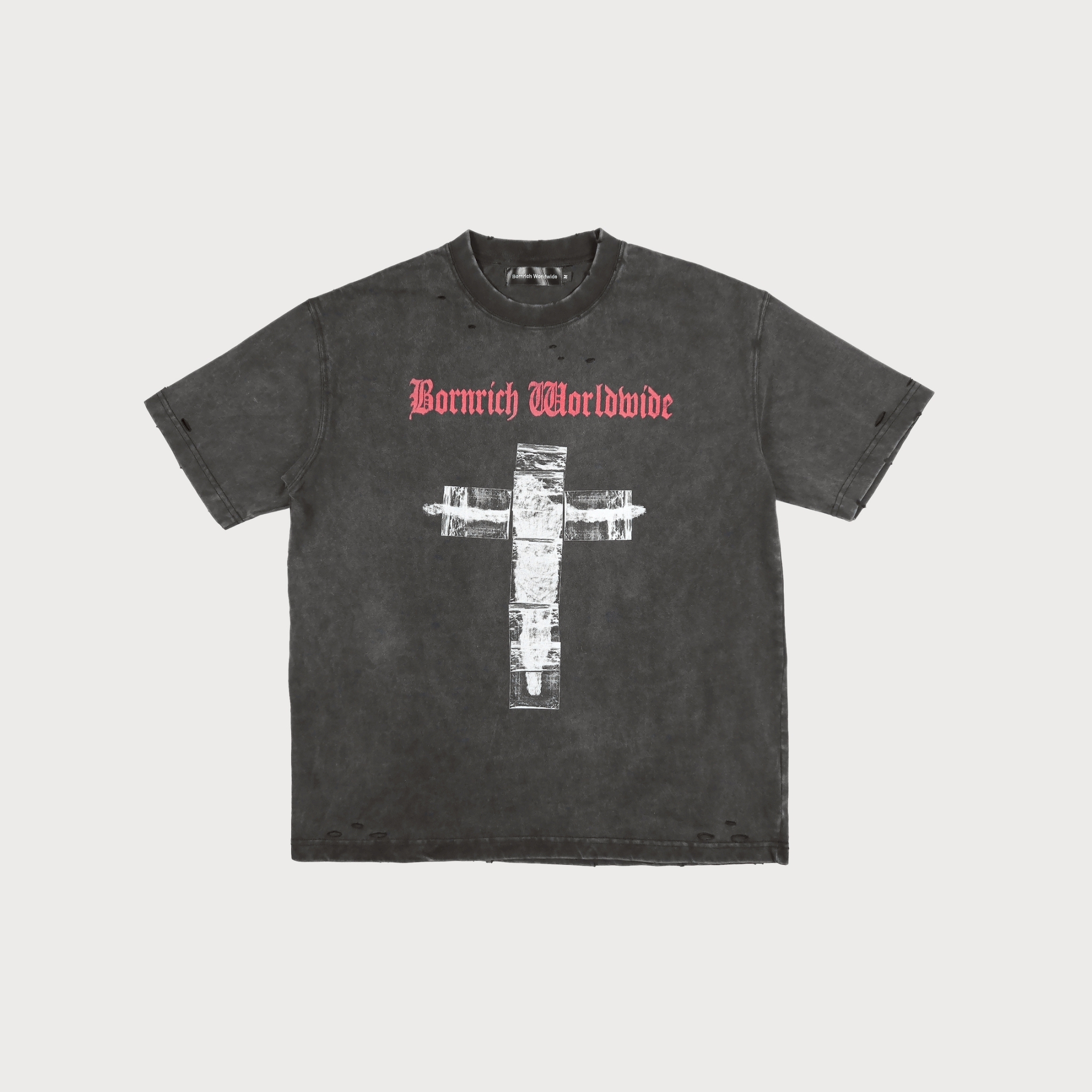 Bornrich｜Coke Cross Tee (Washed Black)