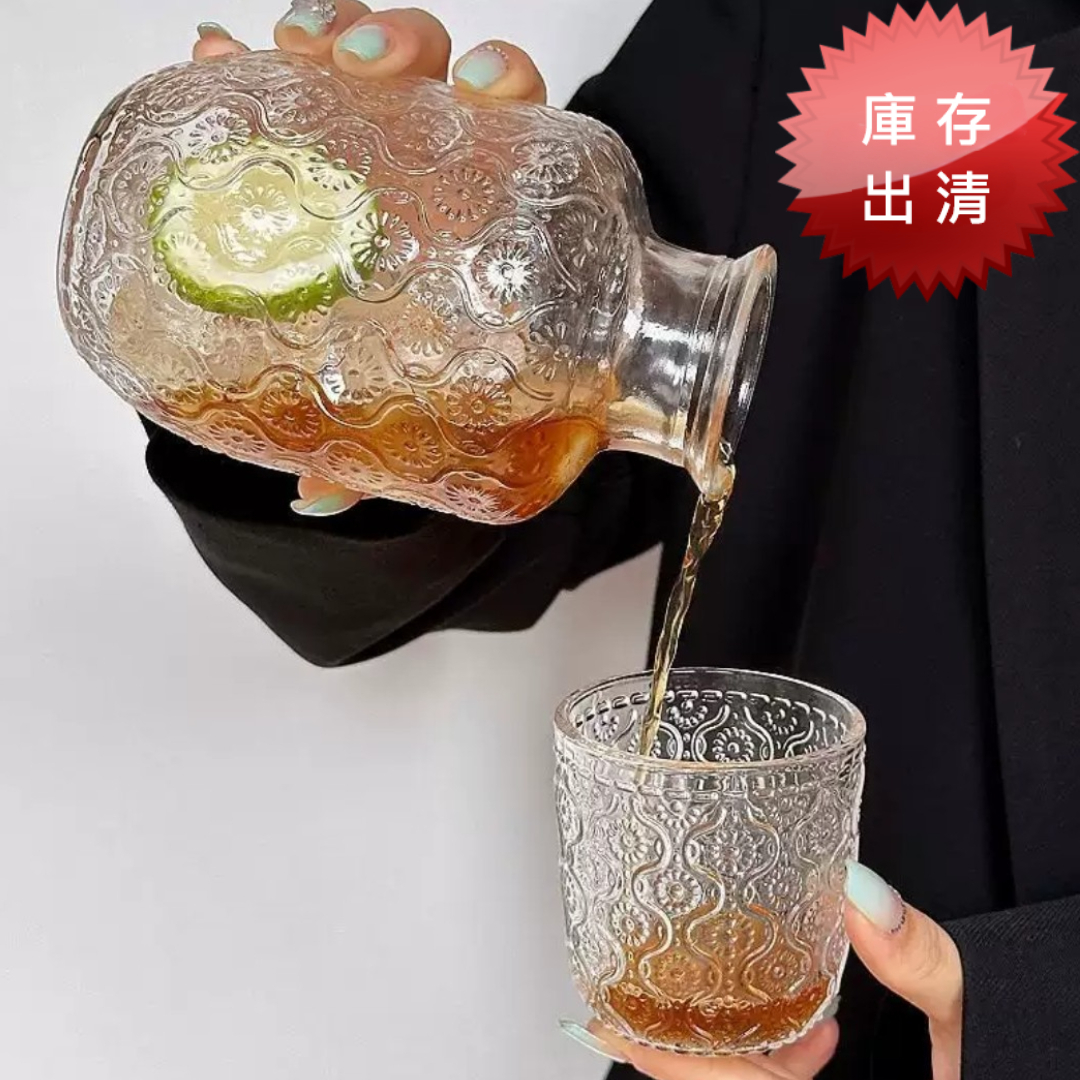 巴洛克風格玻璃冷水壺組(出清款)