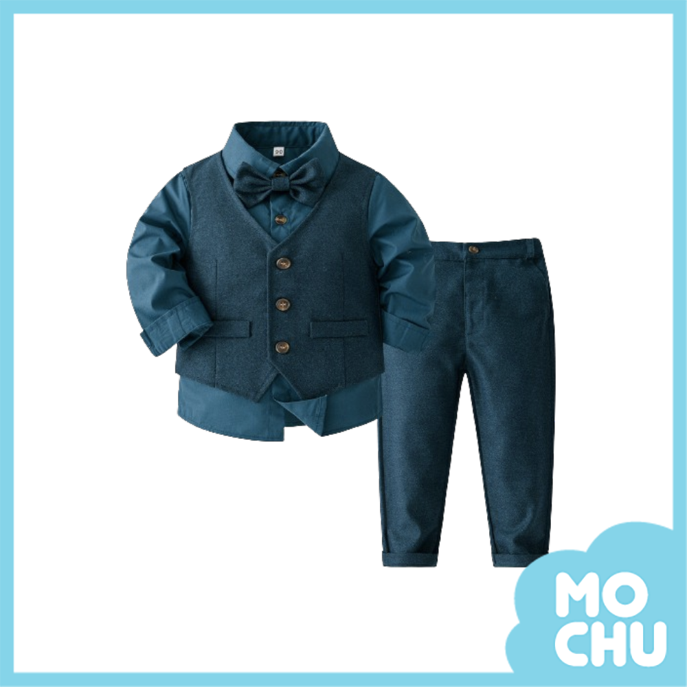 英倫孔雀綠紳士背心套裝