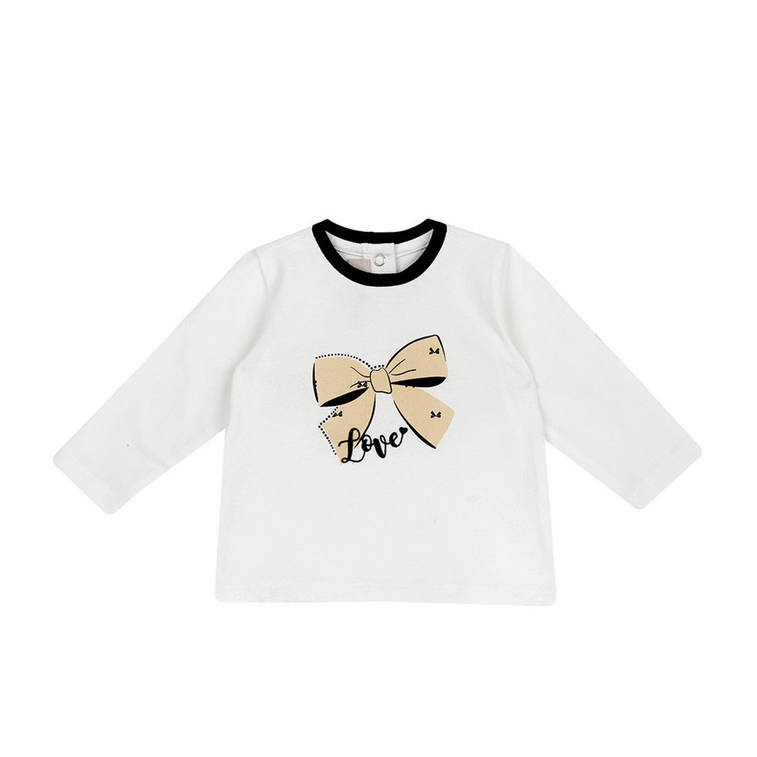 蝴蝶結貴賓-印圖+植絨長袖上衣