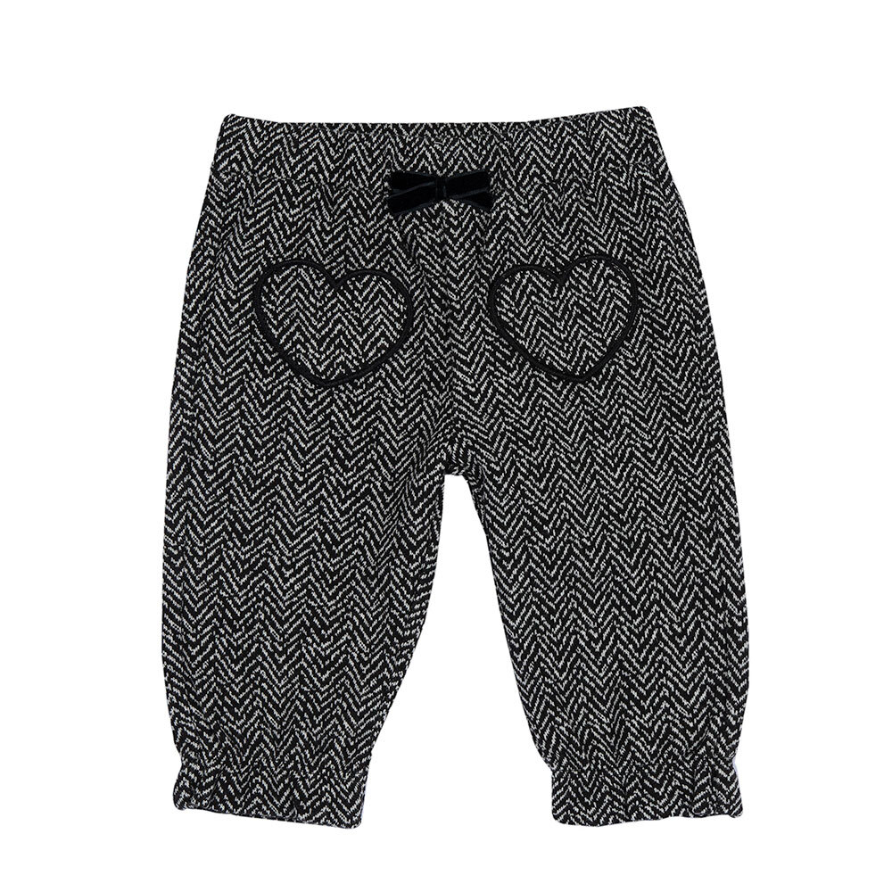 蝴蝶結貴賓-山形紋泡泡長褲