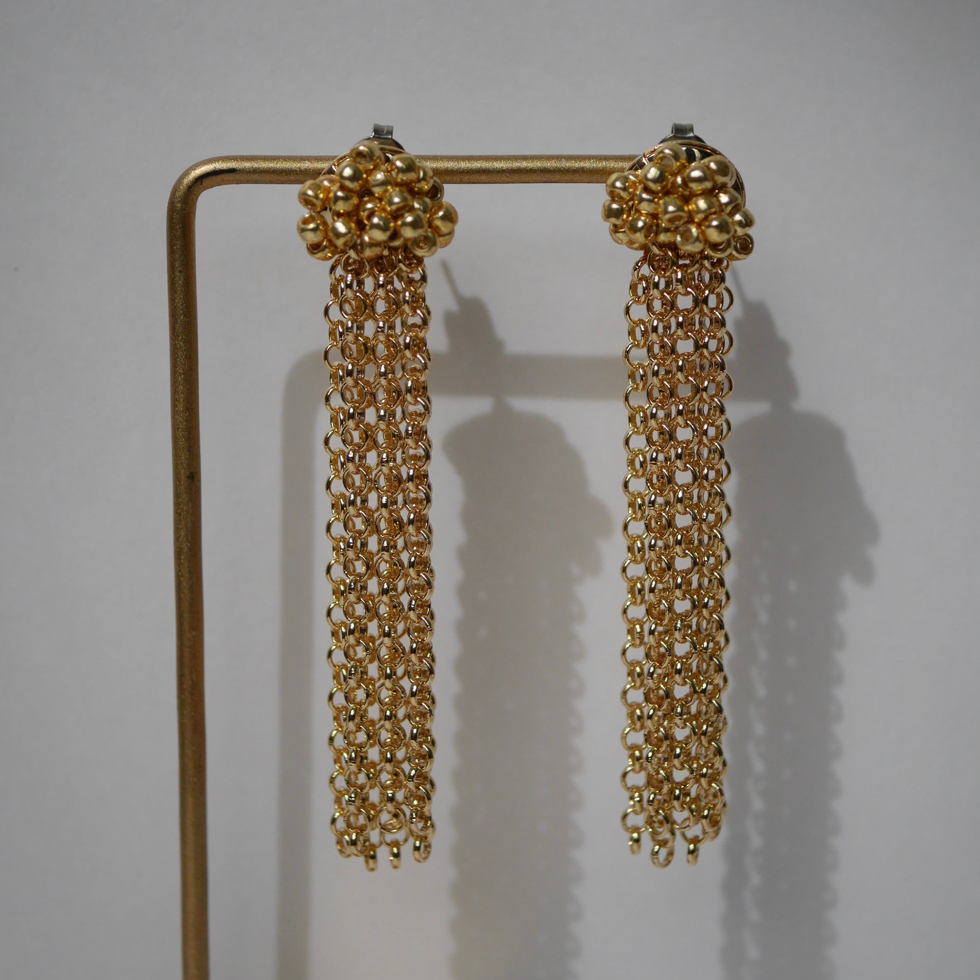 [nity] curtain long gold | 耳夾 (E380)