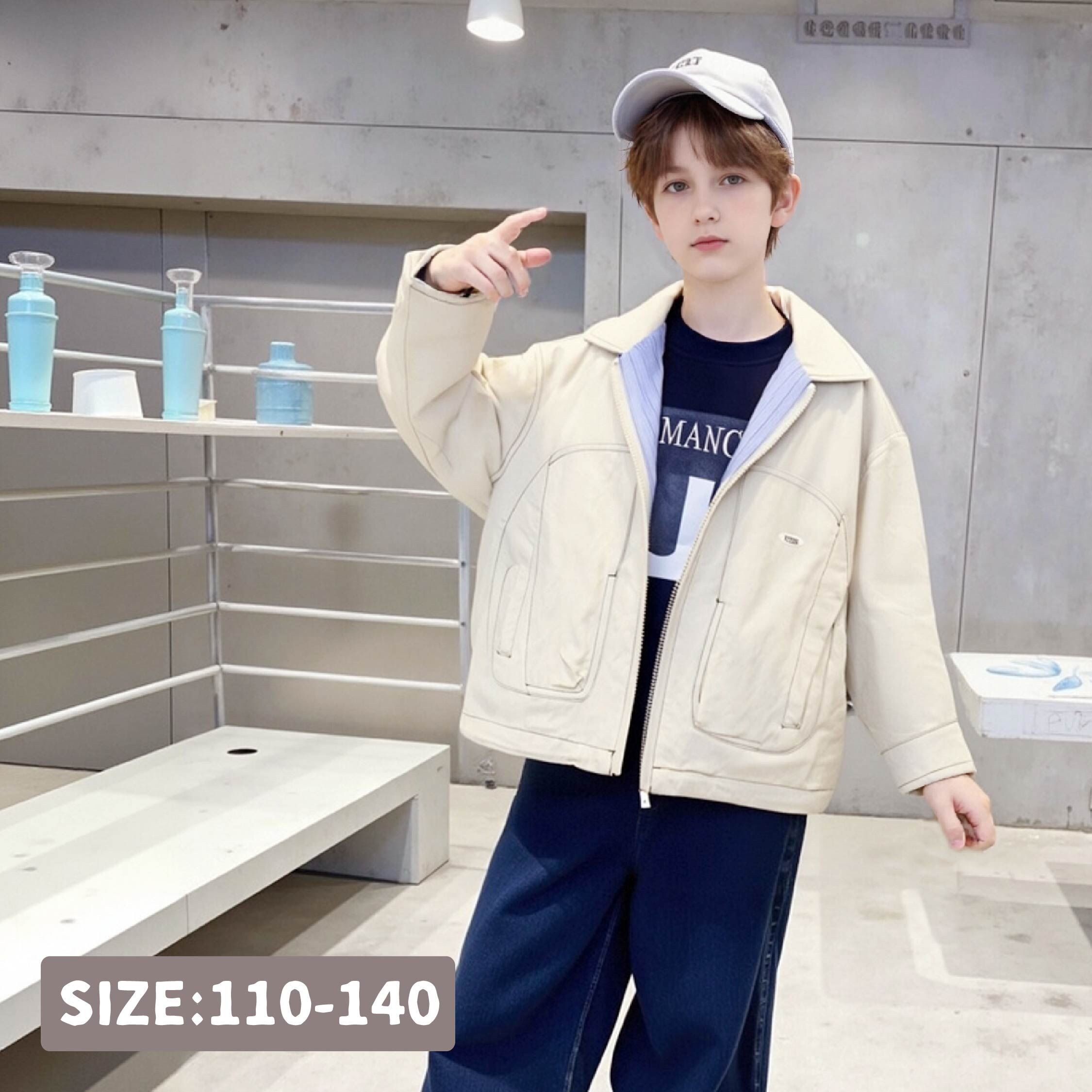 【H55358】藝術相通口袋設計翻領外套