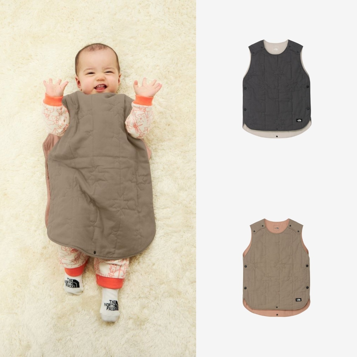 預購┃日本 THE NORTH FACE Quilted Sleeper Baby 嬰兒 鋪棉 絎縫 保暖 防踢被 睡袍