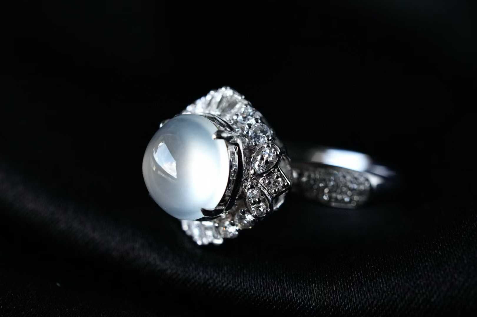 9985 翡翠高冰種蛋面戒指