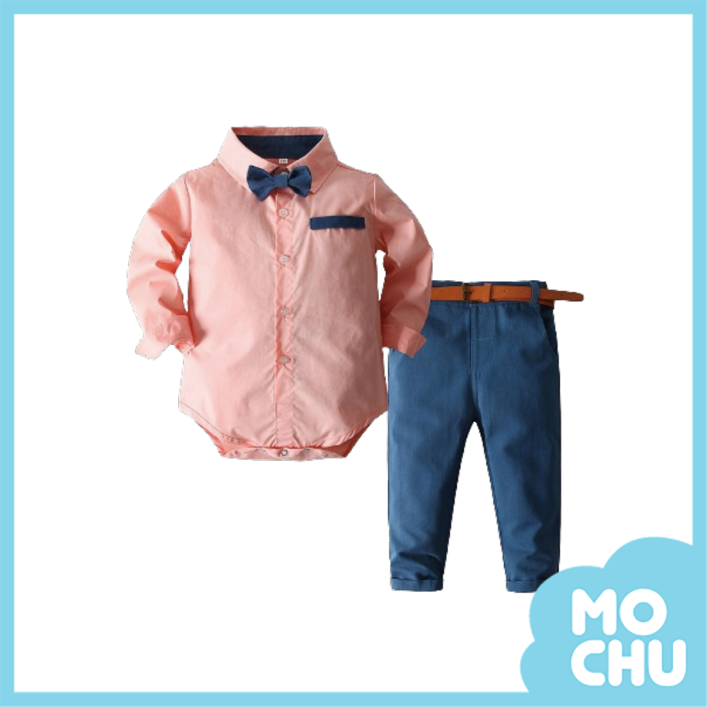 純色補丁包屁衣紳士套裝(二色)