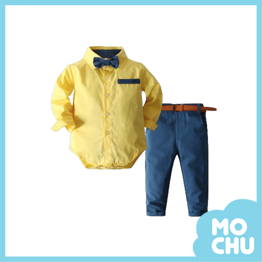 純色補丁包屁衣紳士套裝(二色)