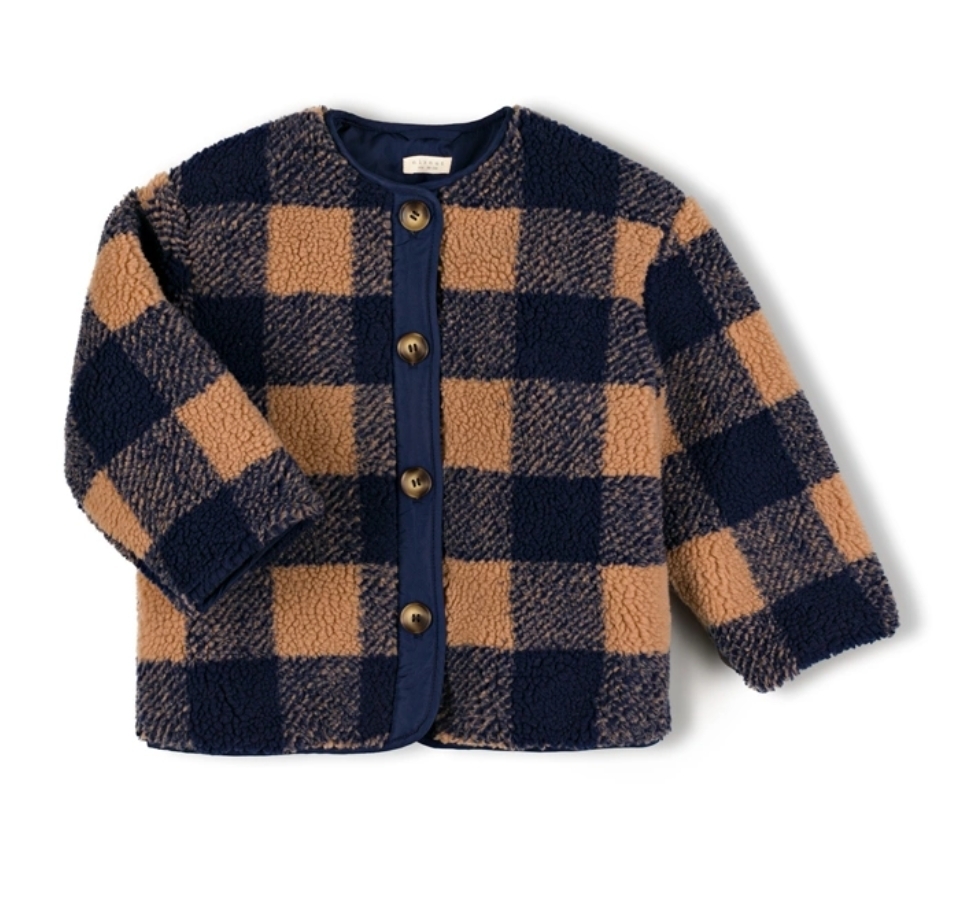 NIXNUT 格紋排釦泰迪熊QQ外套 Check Jacket Navy Checkered