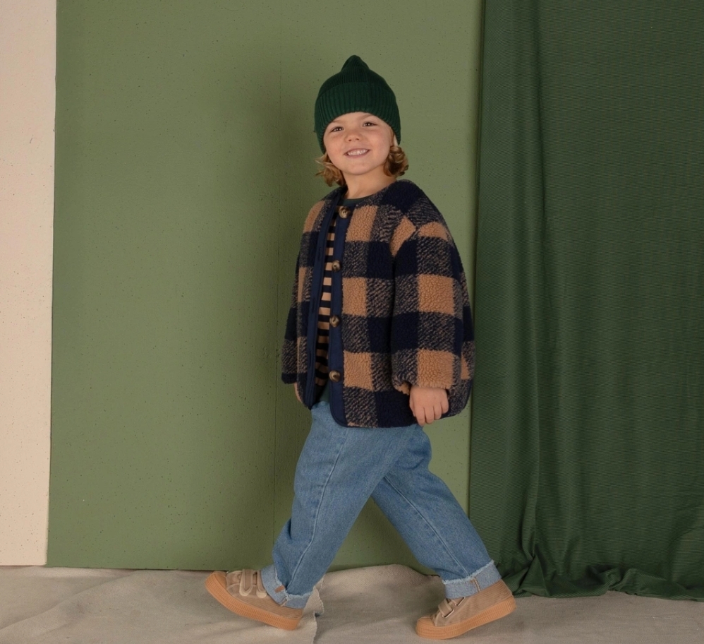 NIXNUT 格紋排釦泰迪熊QQ外套 Check Jacket Navy Checkered