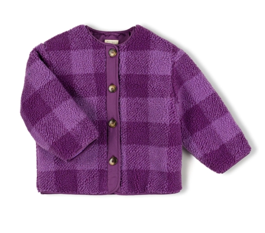 NIXNUT 格紋排釦泰迪熊QQ外套 Check Jacket Purple Checkered