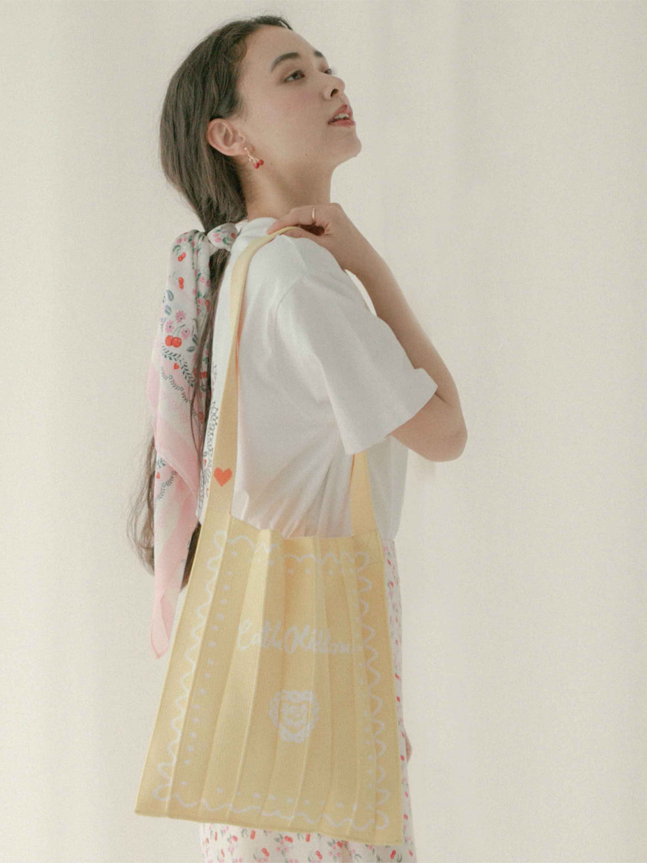 CK×KNT365 KNITTY SWIGGLE BORDER YELLOW 肩背環保包