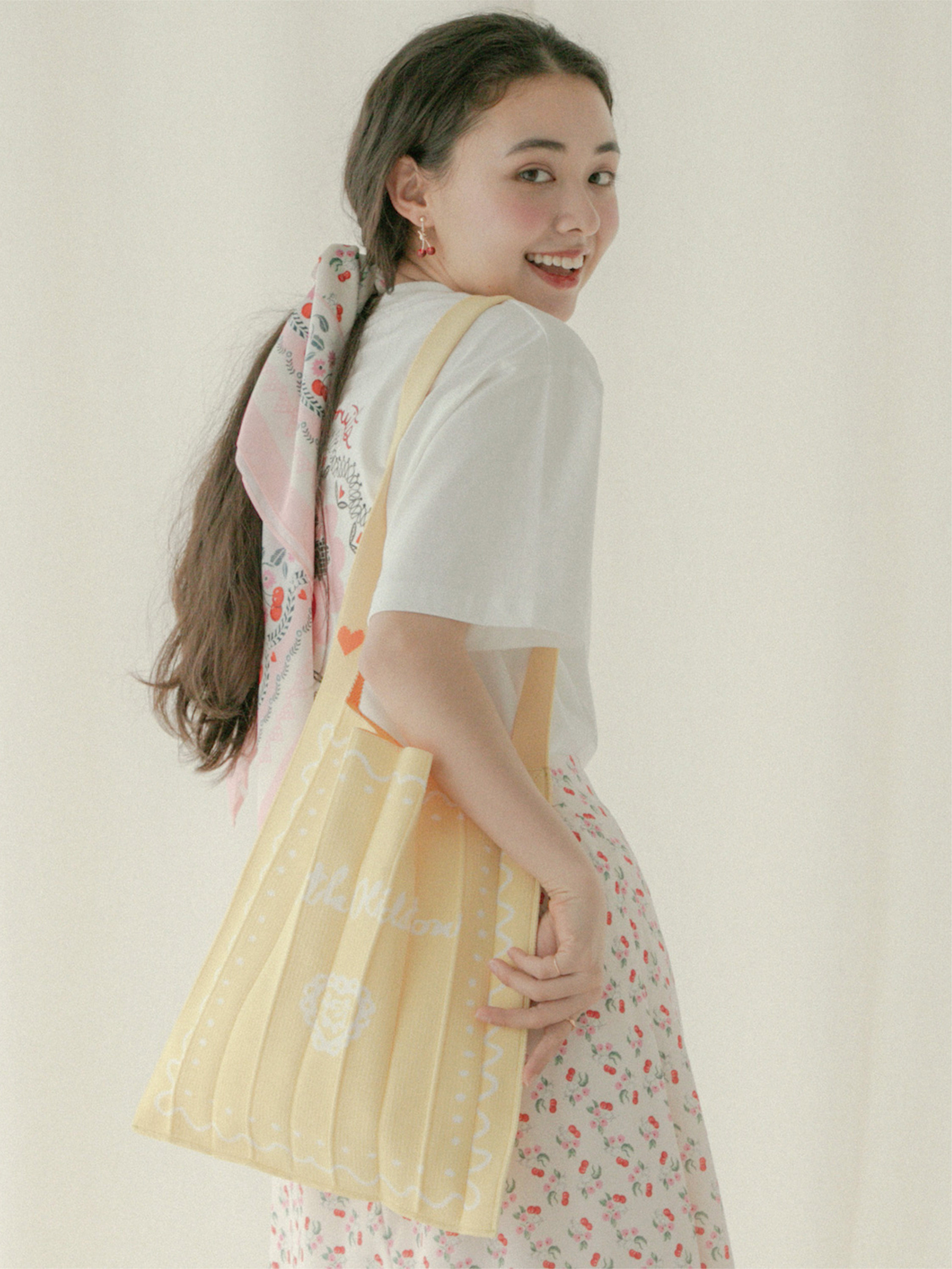 CK×KNT365 KNITTY SWIGGLE BORDER YELLOW 肩背環保包