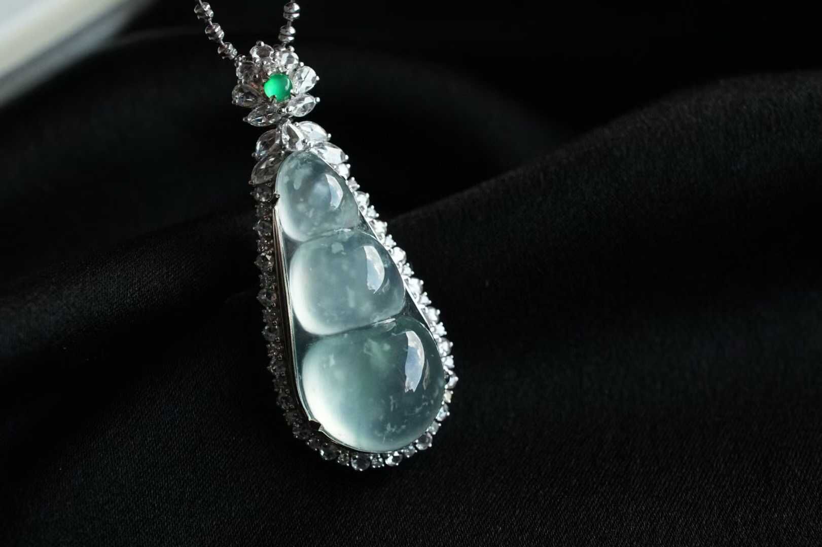 翡翠高冰種福豆吊墜,天然翡翠A玉, 緬甸玉, Jade, Jadeite